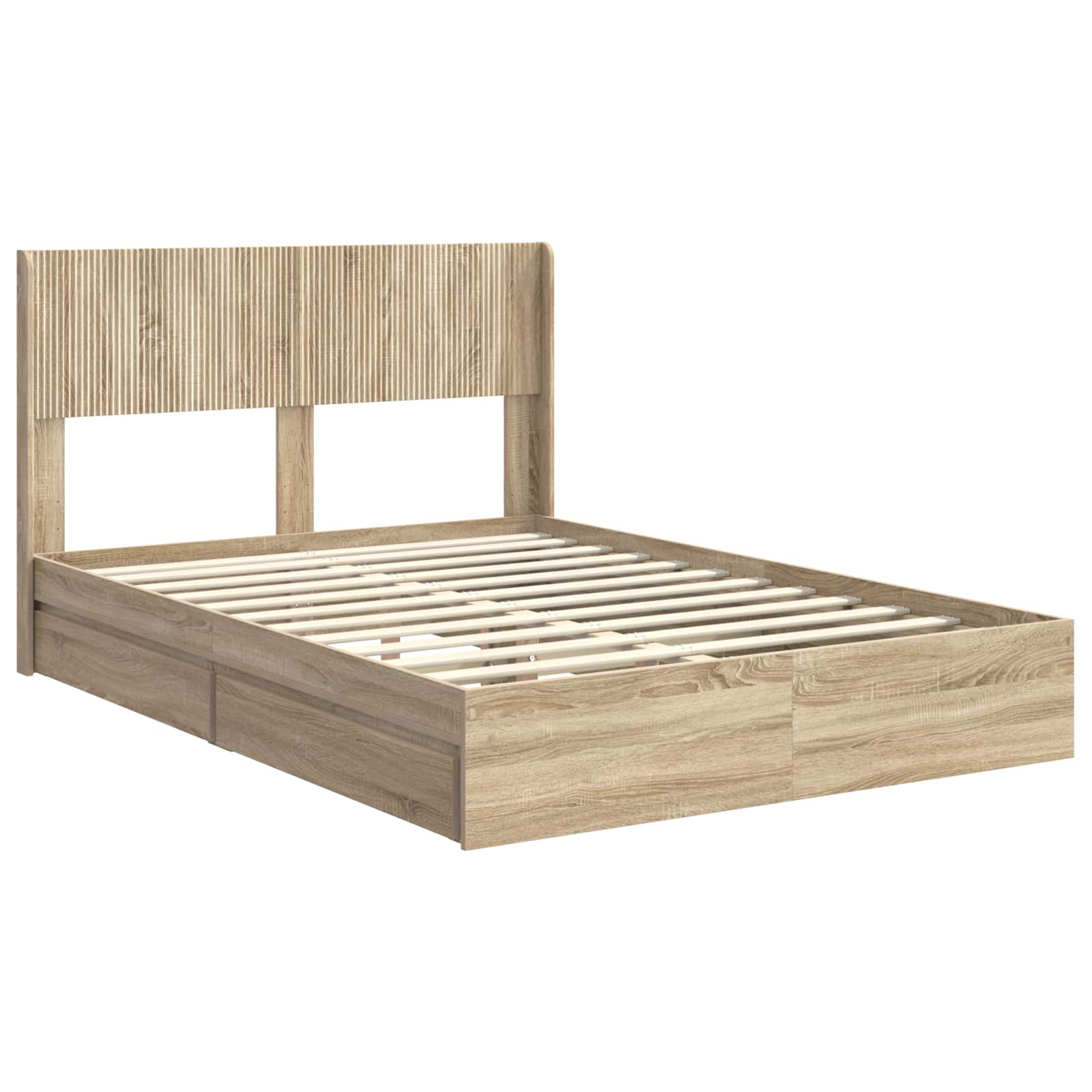 Bedframe met opbergruimte en hoofdbord Sonoma Eiken