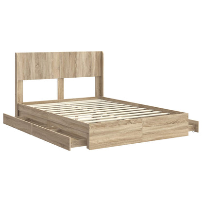 Bedframe met opbergruimte en hoofdbord Sonoma Eiken