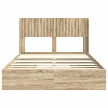 Bedframe met opbergruimte en hoofdbord Sonoma Eiken