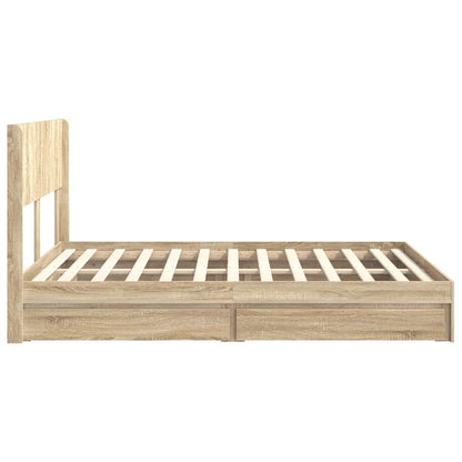 Bedframe met opbergruimte en hoofdbord Sonoma Eiken