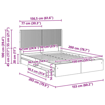 Bedframe met opbergruimte en hoofdbord Sonoma Eiken