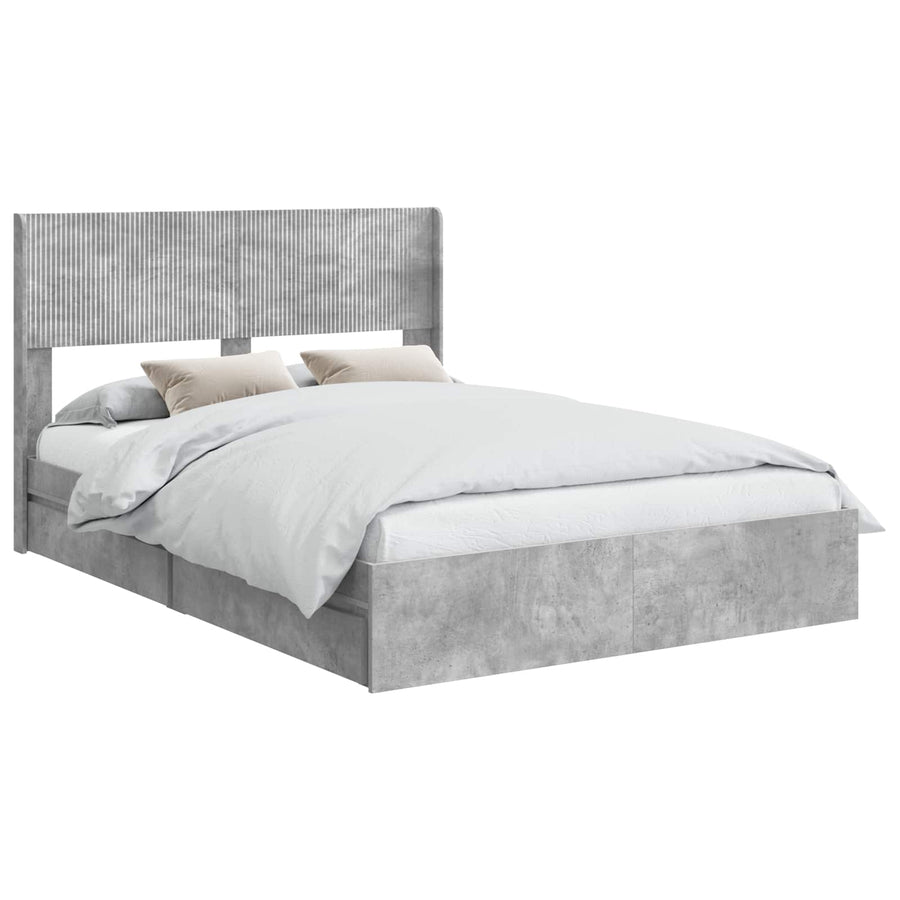 Bedframe met opbergruimte en hoofdbord Betongrijs 150 x 200 cm