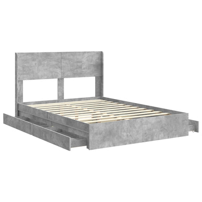 Bedframe met opbergruimte en hoofdbord Betongrijs 150 x 200 cm