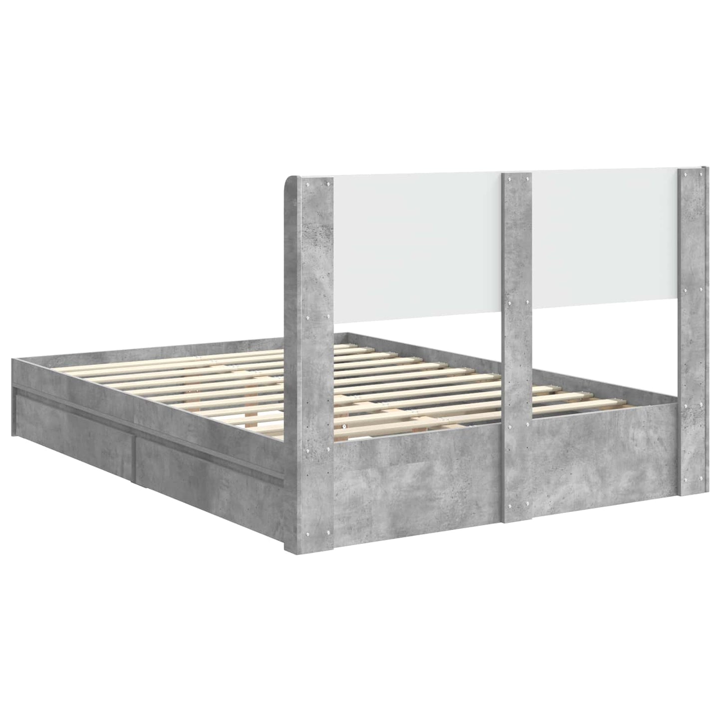 Bedframe met opbergruimte en hoofdbord Betongrijs 150 x 200 cm