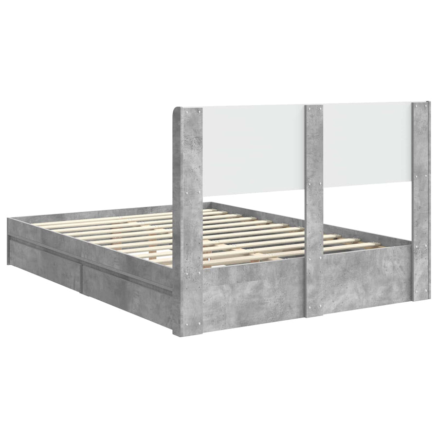 Bedframe met opbergruimte en hoofdbord Betongrijs 150 x 200 cm