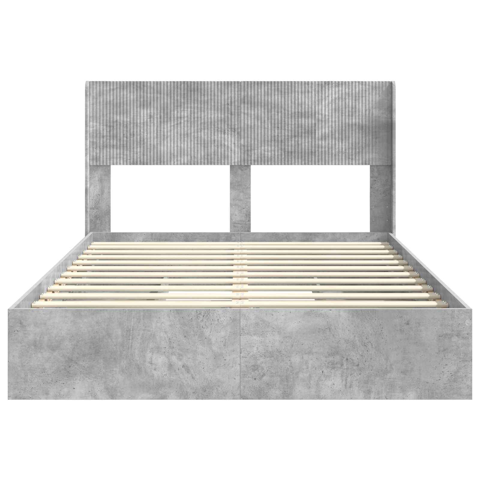 Bedframe met opbergruimte en hoofdbord Betongrijs 150 x 200 cm