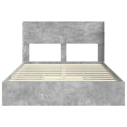 Bedframe met opbergruimte en hoofdbord Betongrijs 150 x 200 cm