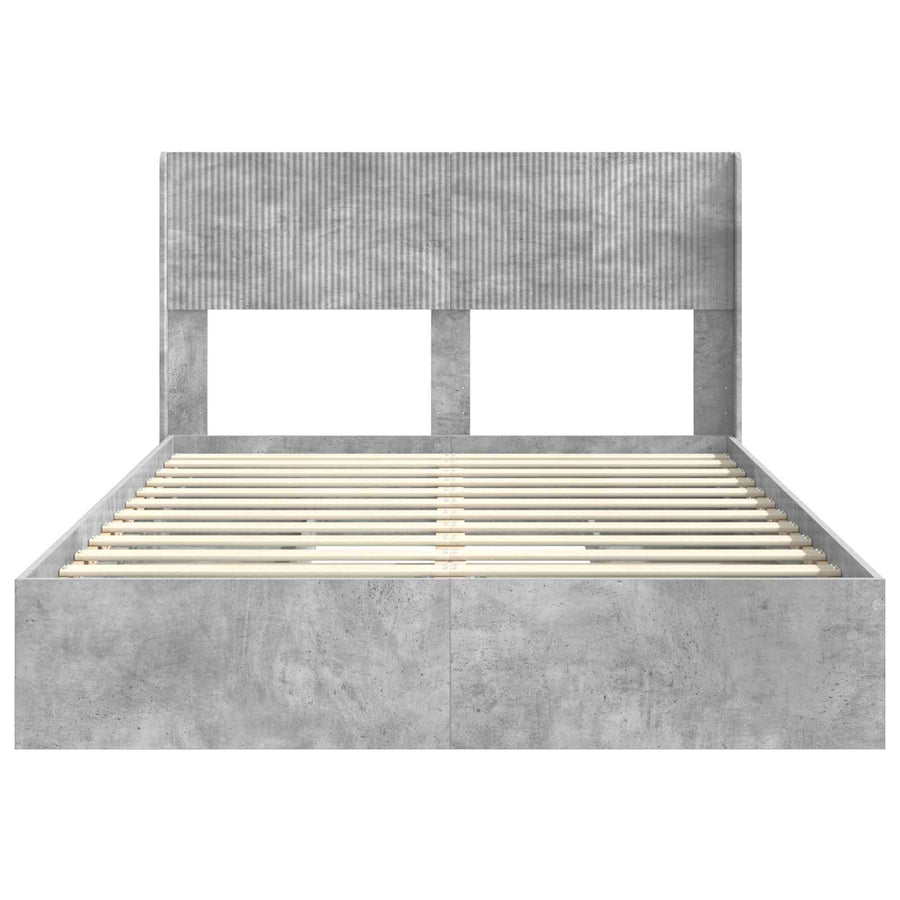 Bedframe met opbergruimte en hoofdbord Betongrijs 150 x 200 cm