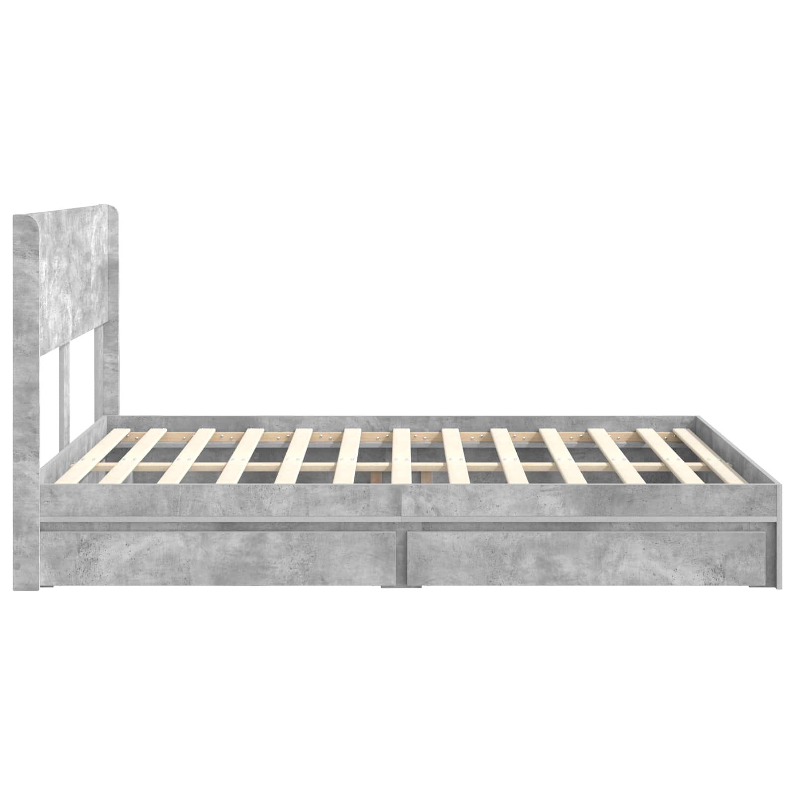Bedframe met opbergruimte en hoofdbord Betongrijs 150 x 200 cm