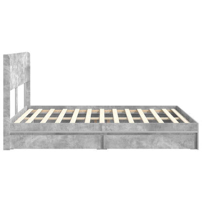 Bedframe met opbergruimte en hoofdbord Betongrijs 150 x 200 cm