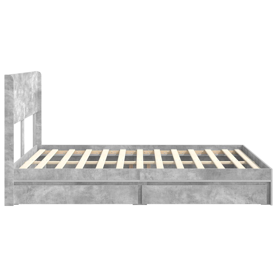 Bedframe met opbergruimte en hoofdbord Betongrijs 150 x 200 cm
