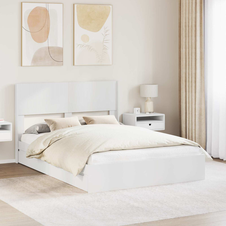 Bedframe met opbergruimte en hoofdbord Wit 140 x 200 cm