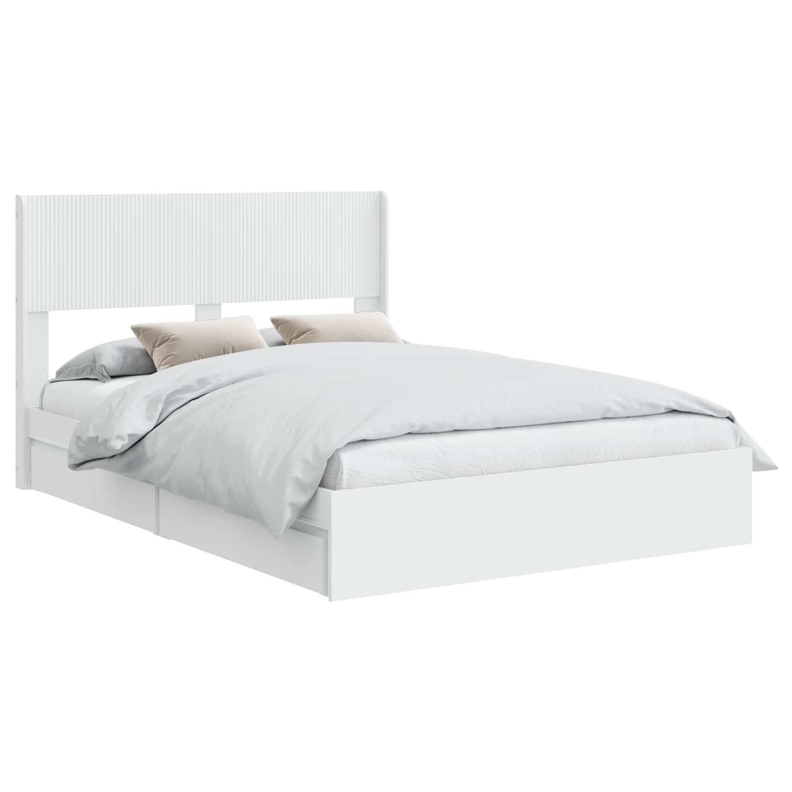 Bedframe met opbergruimte en hoofdbord Wit 140 x 200 cm