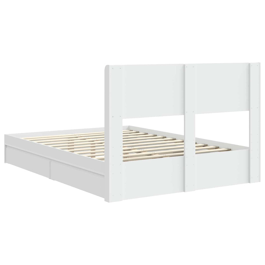 Bedframe met opbergruimte en hoofdbord Wit 140 x 200 cm