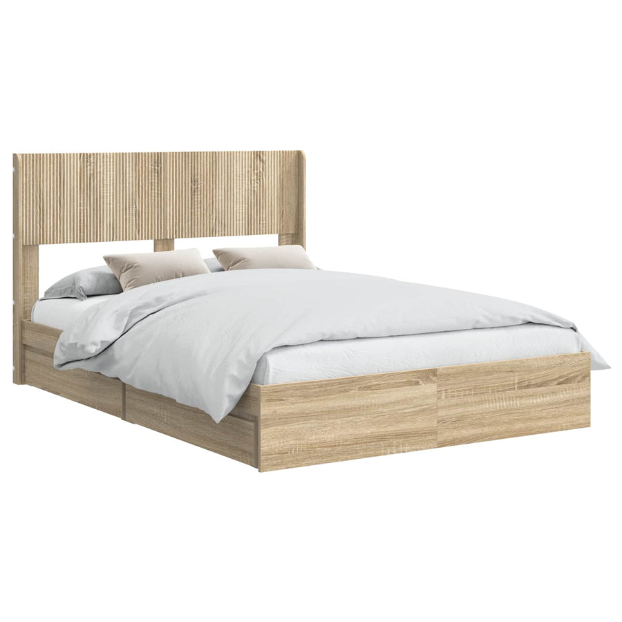 Bedframe met opbergruimte en hoofdbord Sonoma Eiken