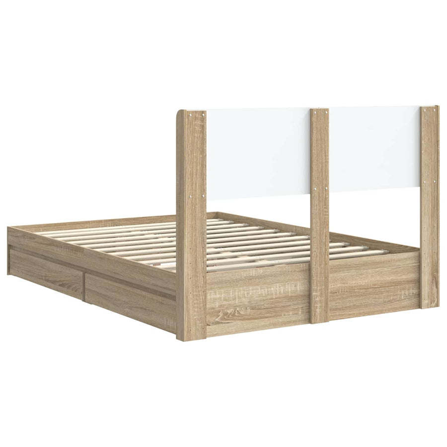 Bedframe met opbergruimte en hoofdbord Sonoma Eiken