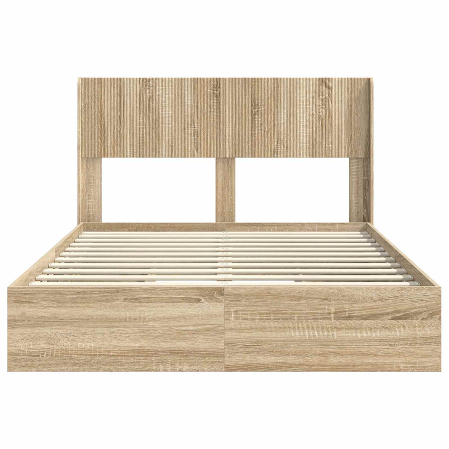 Bedframe met opbergruimte en hoofdbord Sonoma Eiken