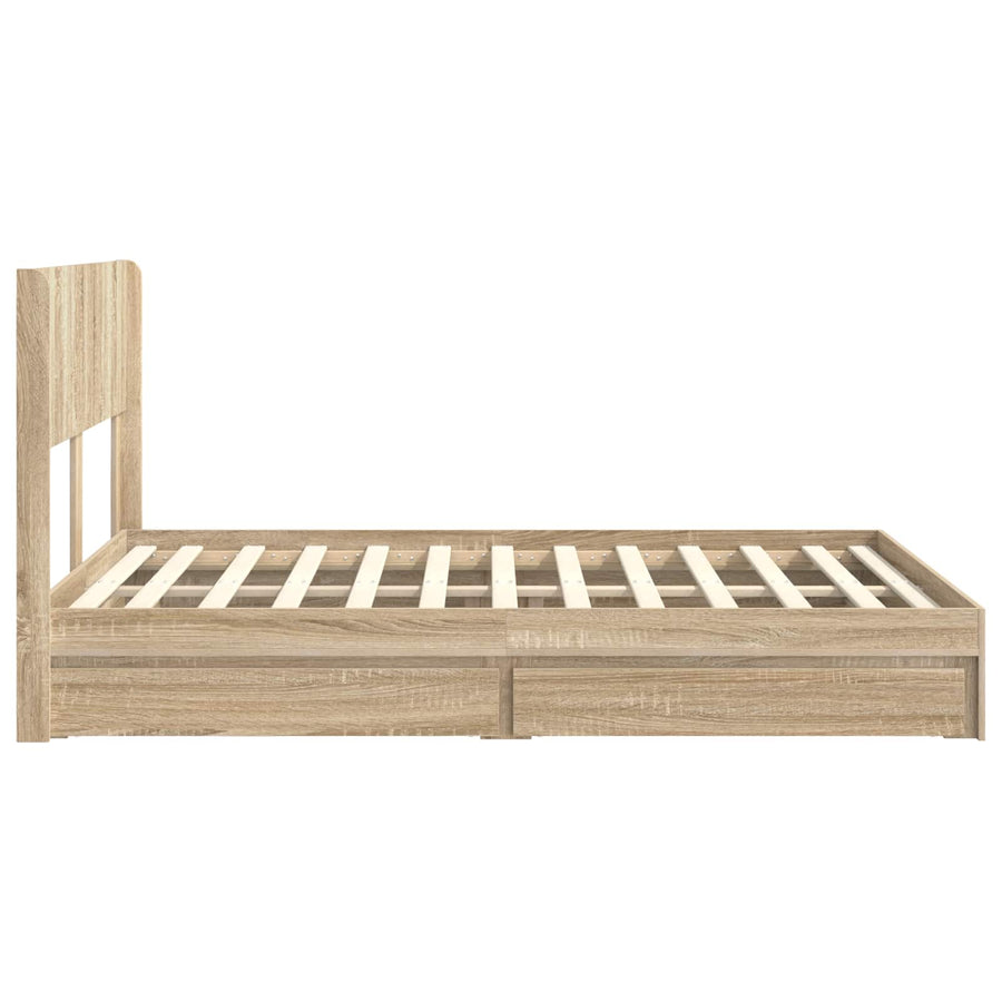 Bedframe met opbergruimte en hoofdbord Sonoma Eiken
