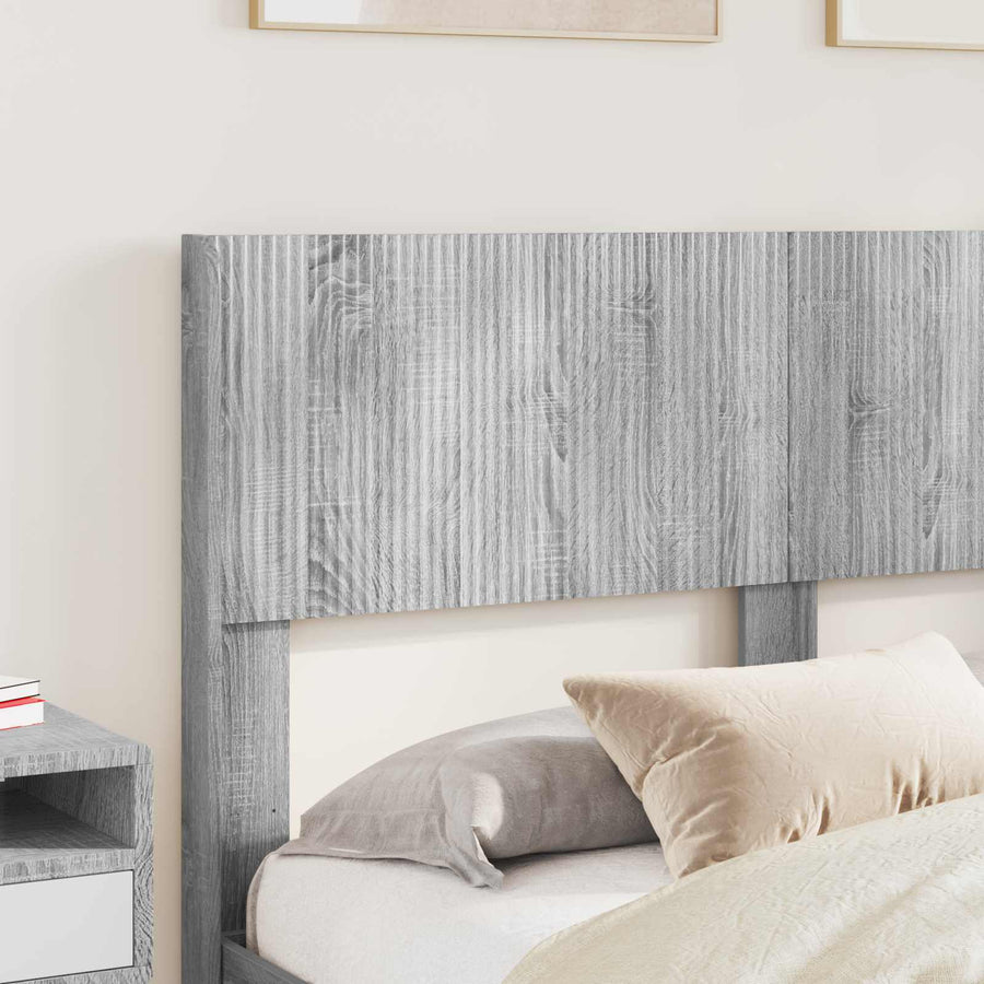 Bedframe met opbergruimte en hoofdbord Grijs Sonoma