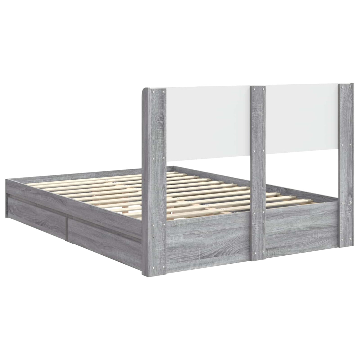 Bedframe met opbergruimte en hoofdbord Grijs Sonoma