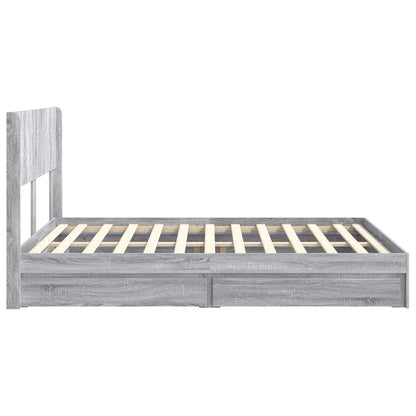 Bedframe met opbergruimte en hoofdbord Grijs Sonoma