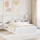 White Bed Frame with Storage and Headboard 140 x 190 cm