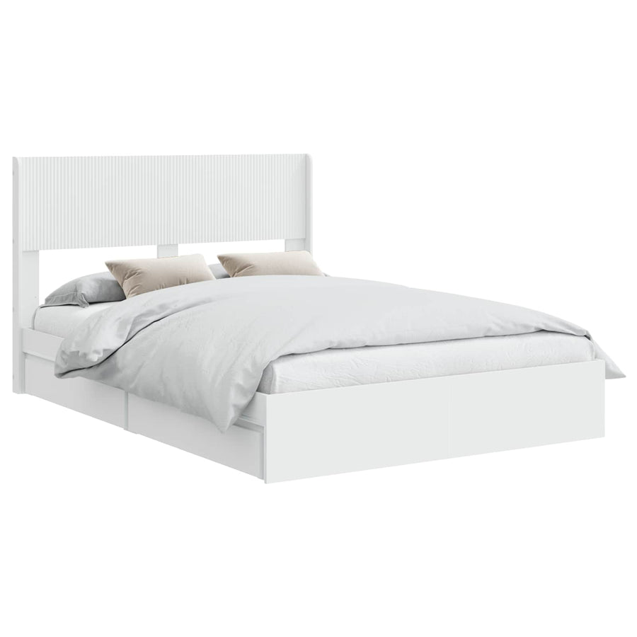 Bedframe met opbergruimte en hoofdbord Wit 140 x 190 cm