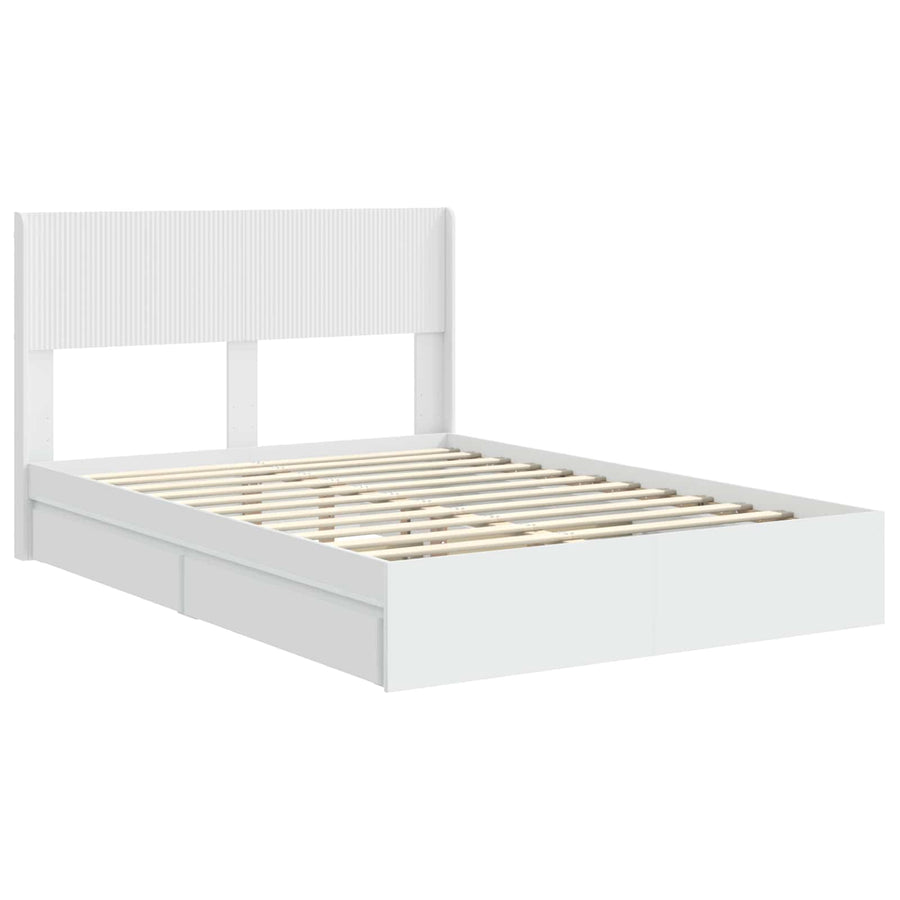 Bedframe met opbergruimte en hoofdbord Wit 140 x 190 cm