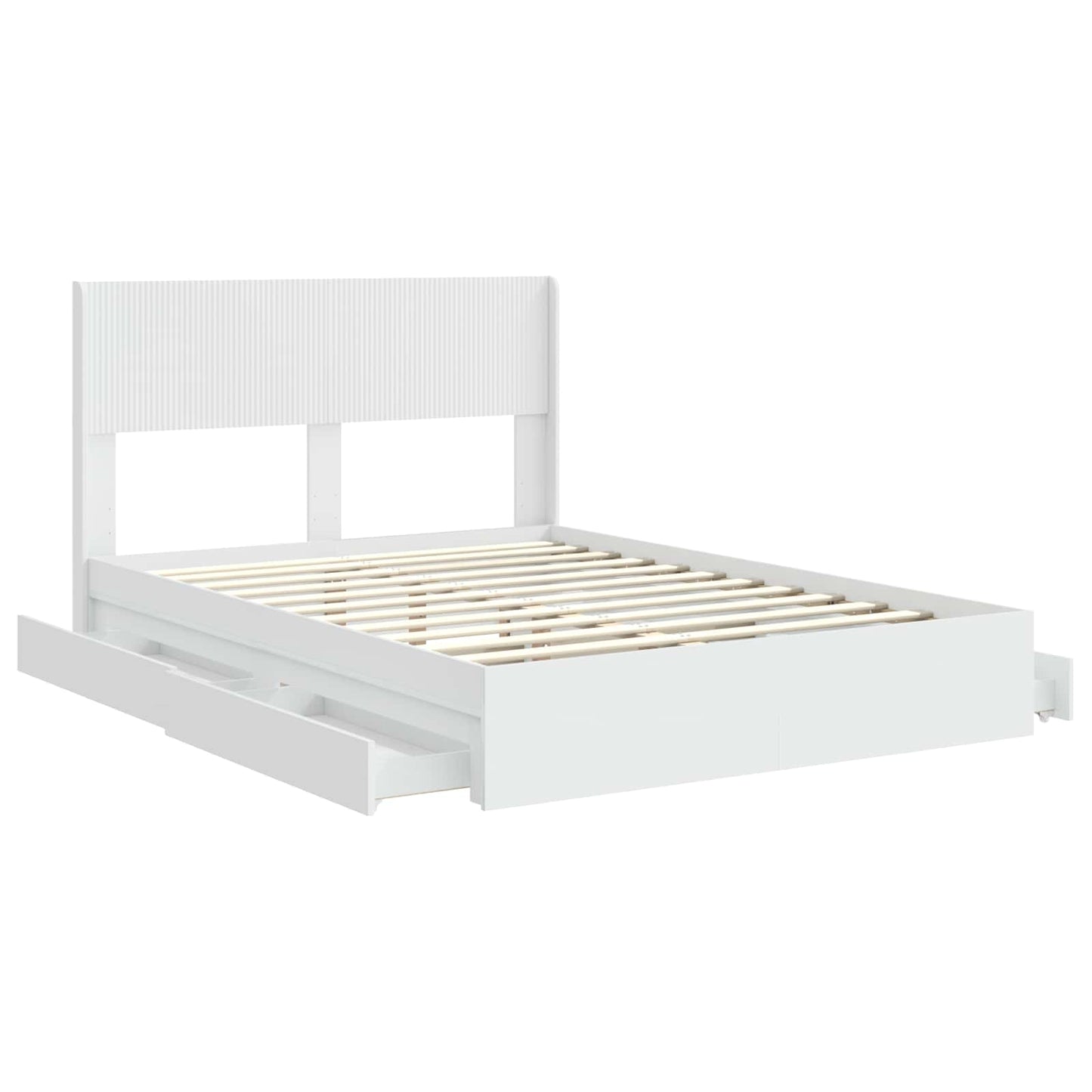 Bedframe met opbergruimte en hoofdbord Wit 140 x 190 cm