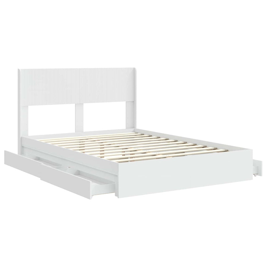 Bedframe met opbergruimte en hoofdbord Wit 140 x 190 cm