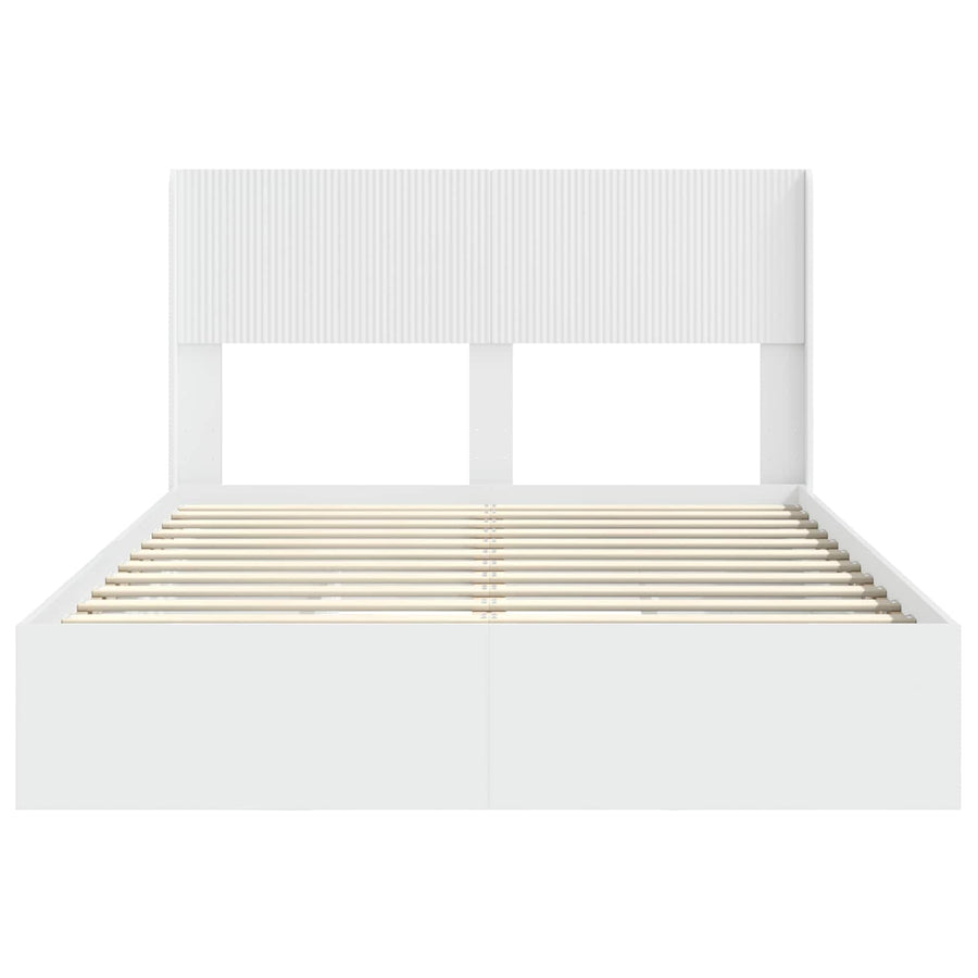 Bedframe met opbergruimte en hoofdbord Wit 140 x 190 cm