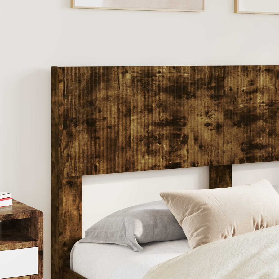 Bedframe met opbergruimte en hoofdbord Gerookt eiken