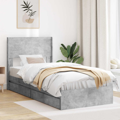 Bedframe met opbergruimte en hoofdbord Betongrijs 100 x 200 cm