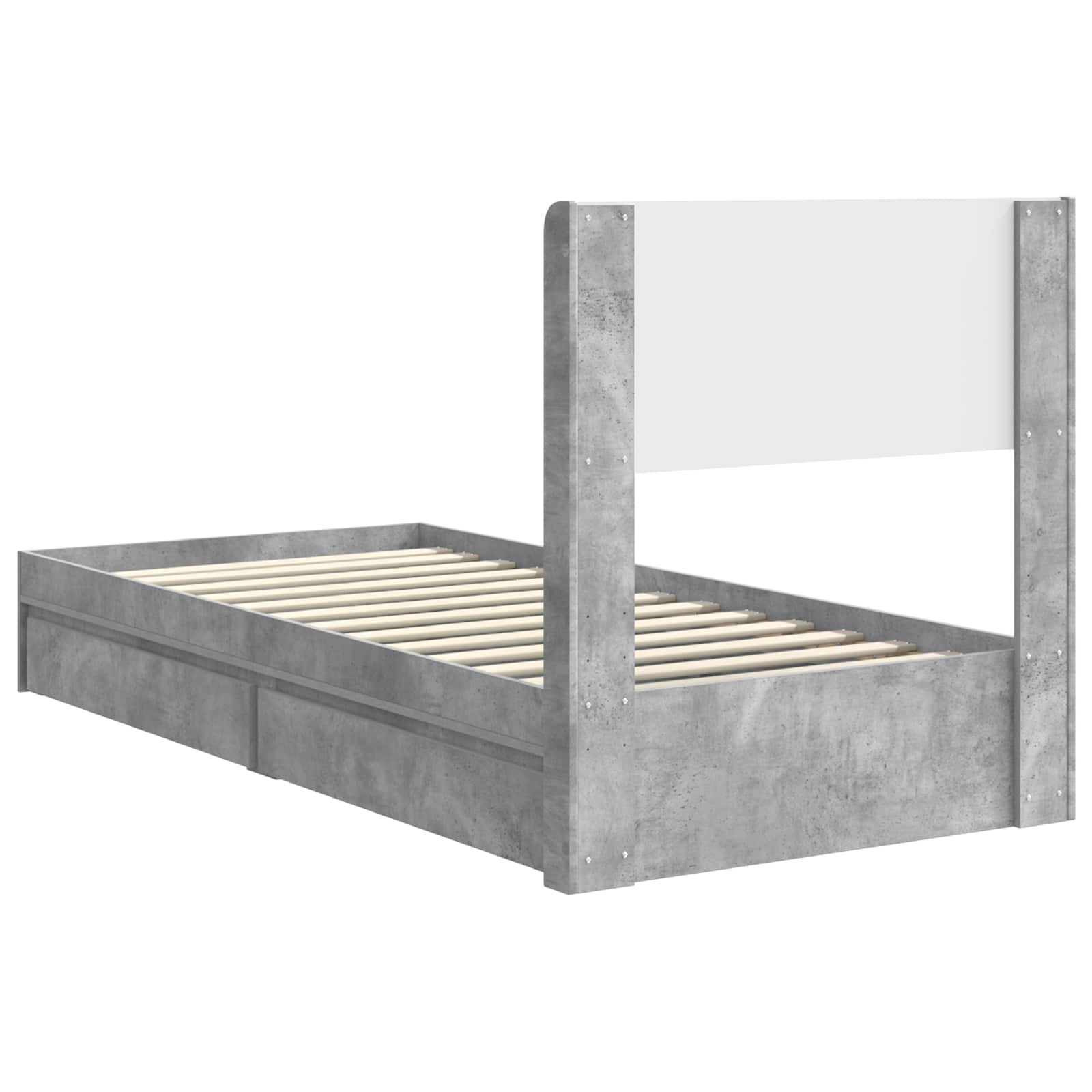 Bedframe met opbergruimte en hoofdbord Betongrijs 100 x 200 cm