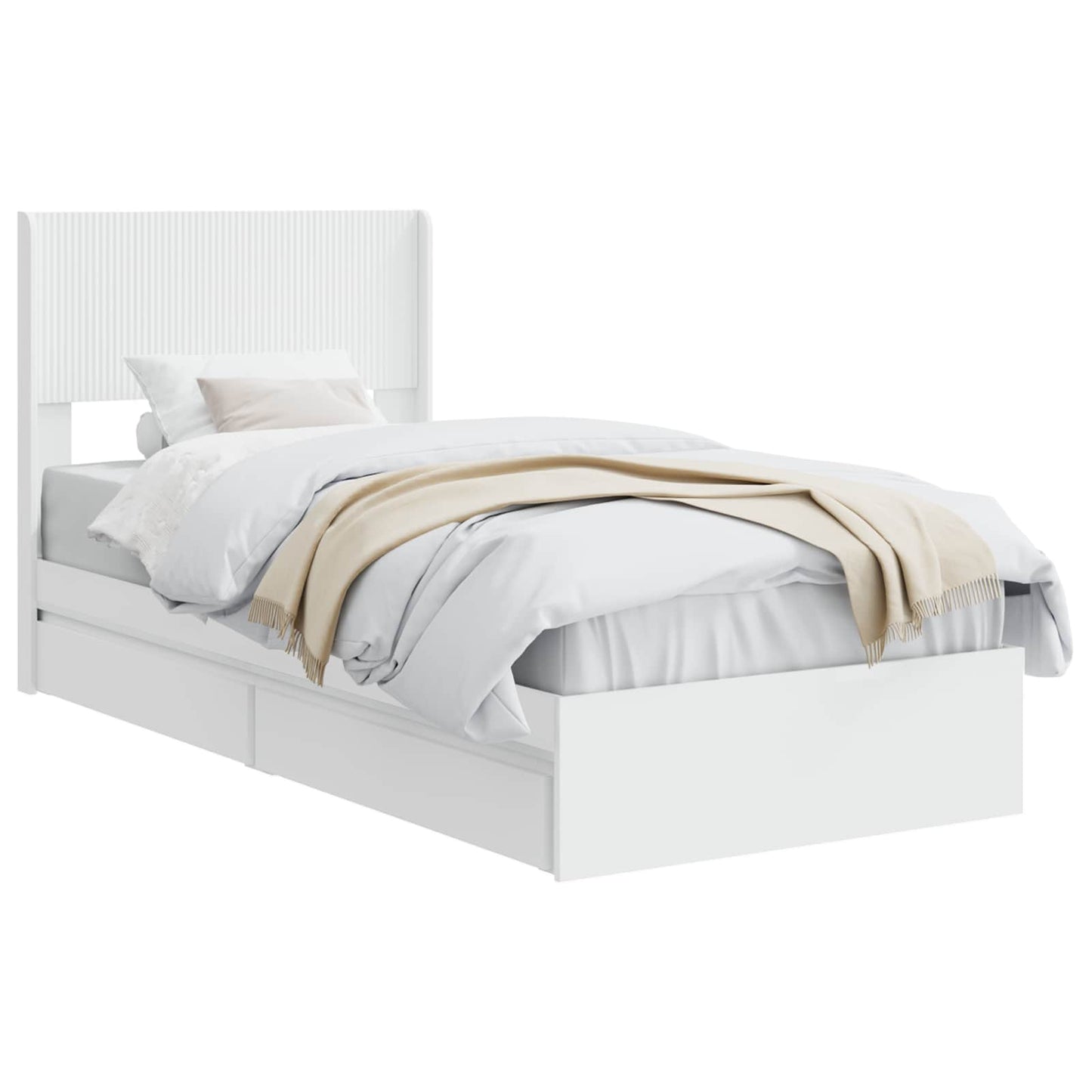 Bedframe met opbergruimte en hoofdbord Wit 90 x 200 cm