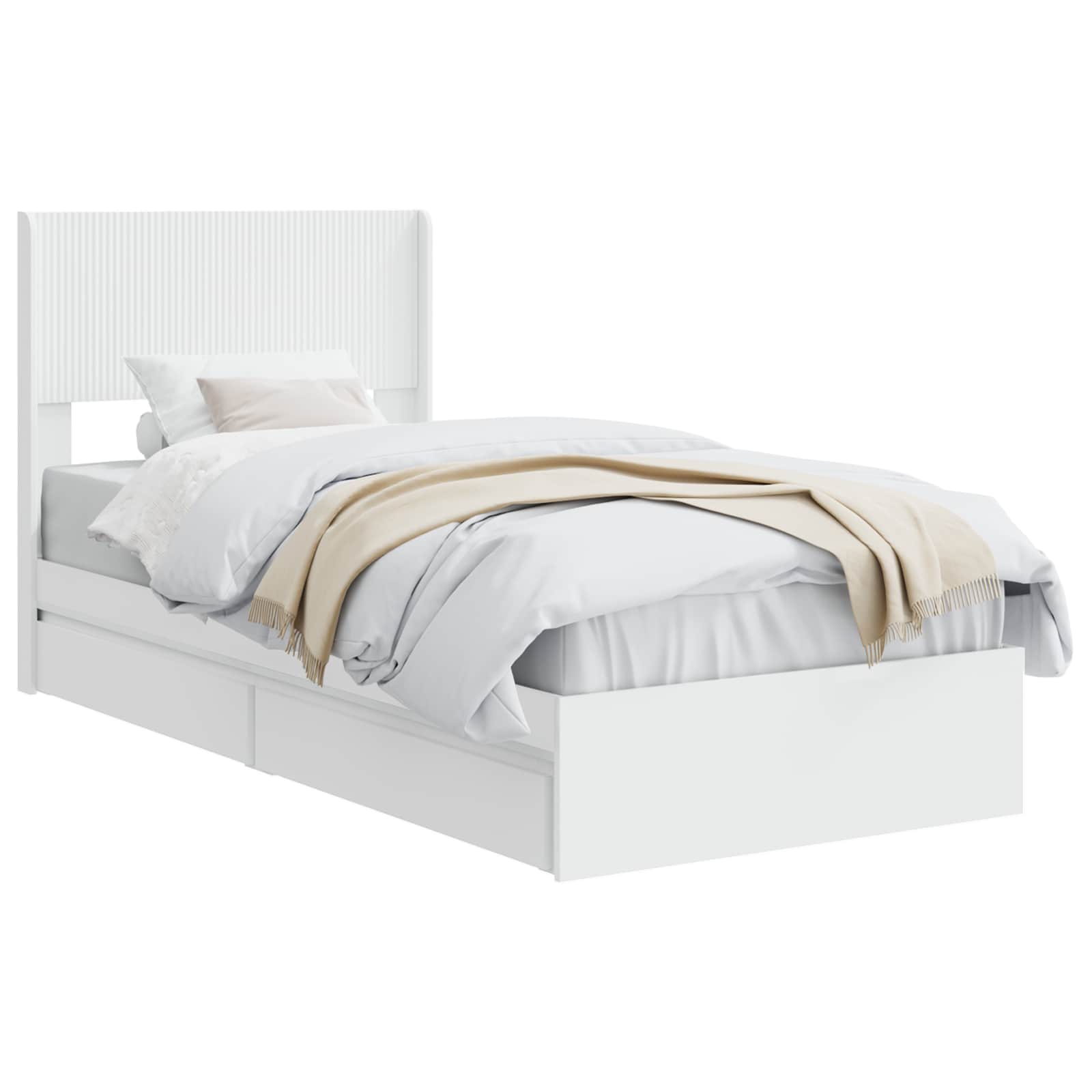 Bedframe met opbergruimte en hoofdbord Wit 90 x 200 cm