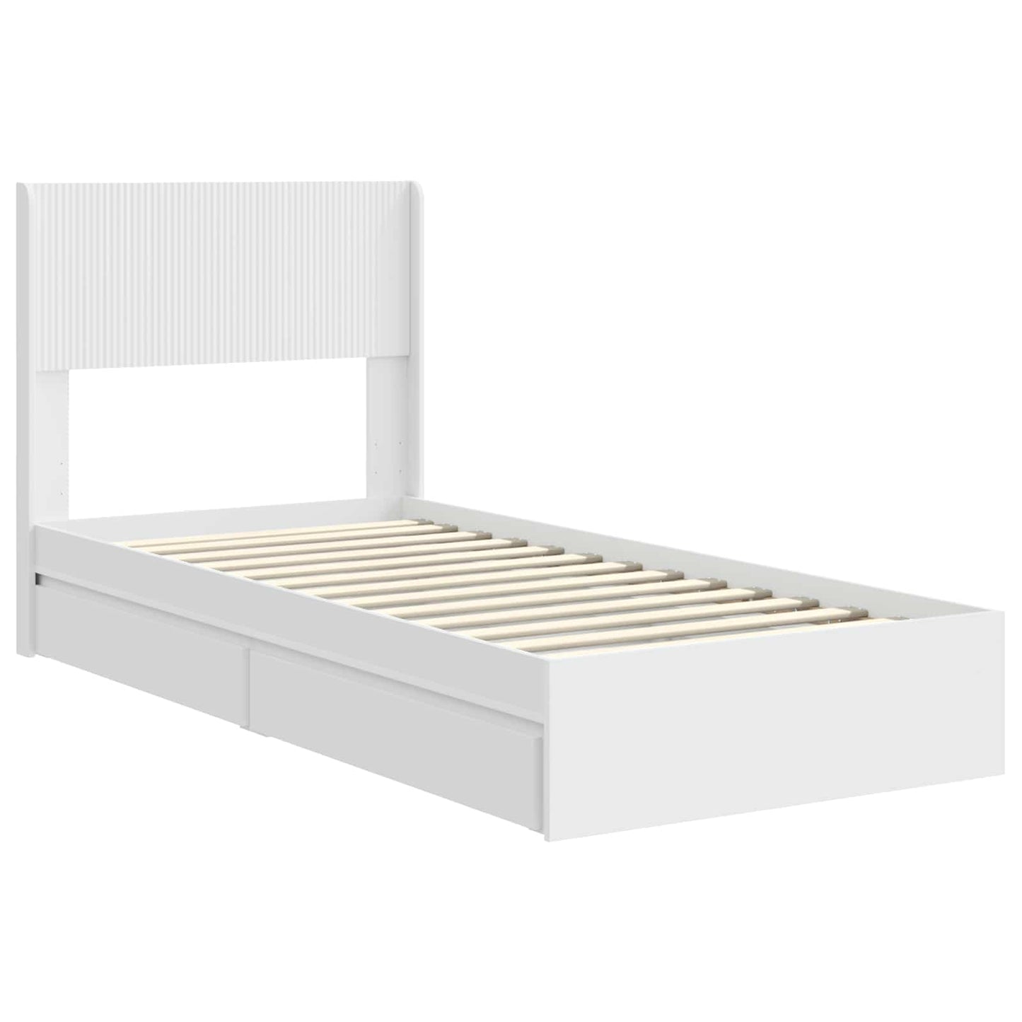 Bedframe met opbergruimte en hoofdbord Wit 90 x 200 cm