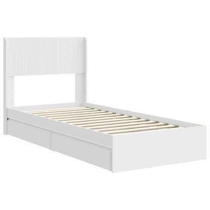 Bedframe met opbergruimte en hoofdbord Wit 90 x 200 cm
