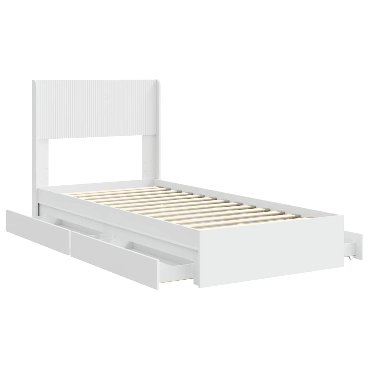 Bedframe met opbergruimte en hoofdbord Wit 90 x 200 cm