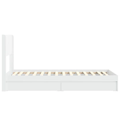 Bedframe met opbergruimte en hoofdbord Wit 90 x 200 cm