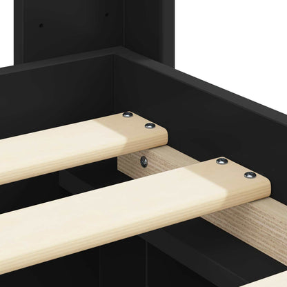 Bedframe met opbergruimte en hoofdbord Zwart 90 x 190 cm