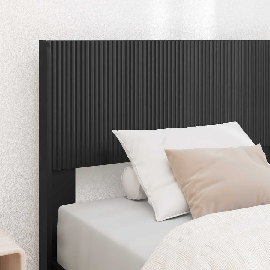 Bedframe met opbergruimte en hoofdbord Zwart 90 x 190 cm