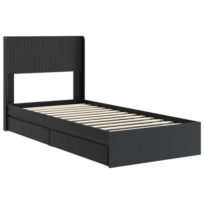 Bedframe met opbergruimte en hoofdbord Zwart 90 x 190 cm
