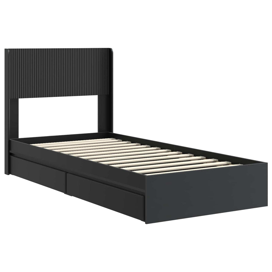Bedframe met opbergruimte en hoofdbord Zwart 90 x 190 cm