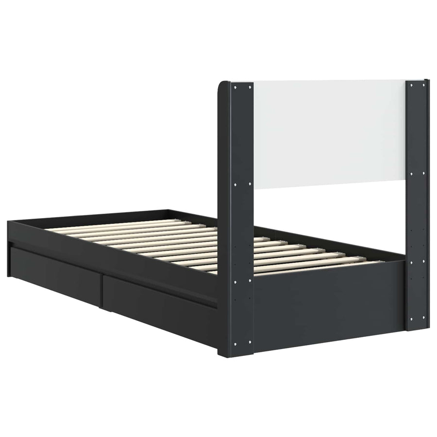 Bedframe met opbergruimte en hoofdbord Zwart 90 x 190 cm