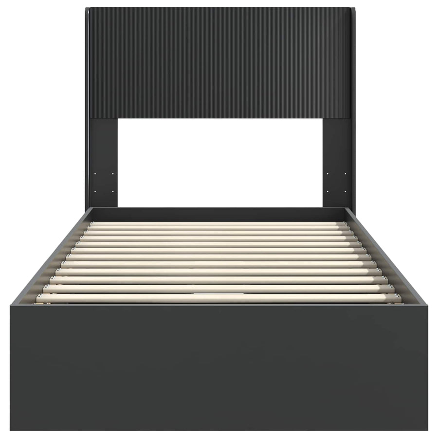 Bedframe met opbergruimte en hoofdbord Zwart 90 x 190 cm