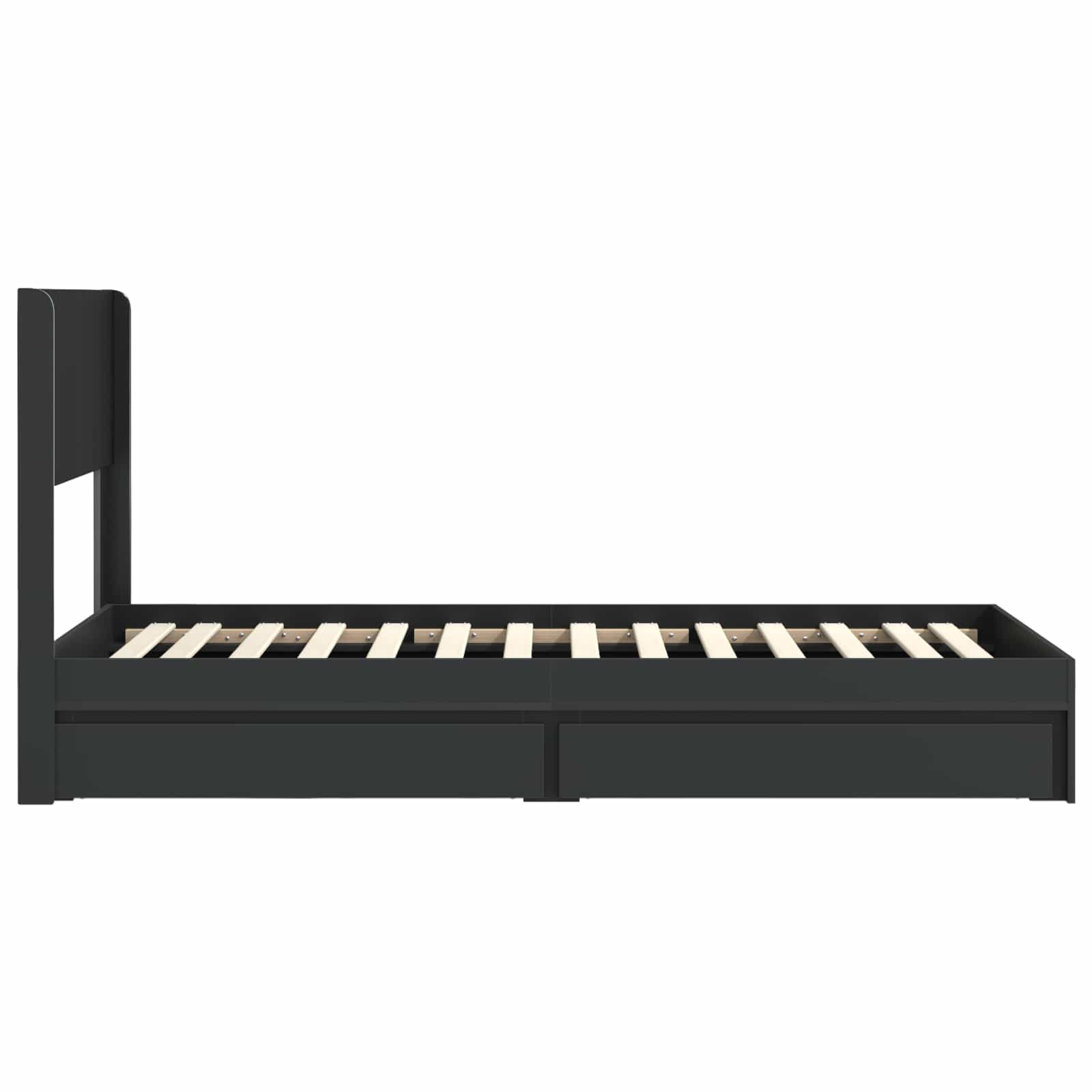 Bedframe met opbergruimte en hoofdbord Zwart 90 x 190 cm