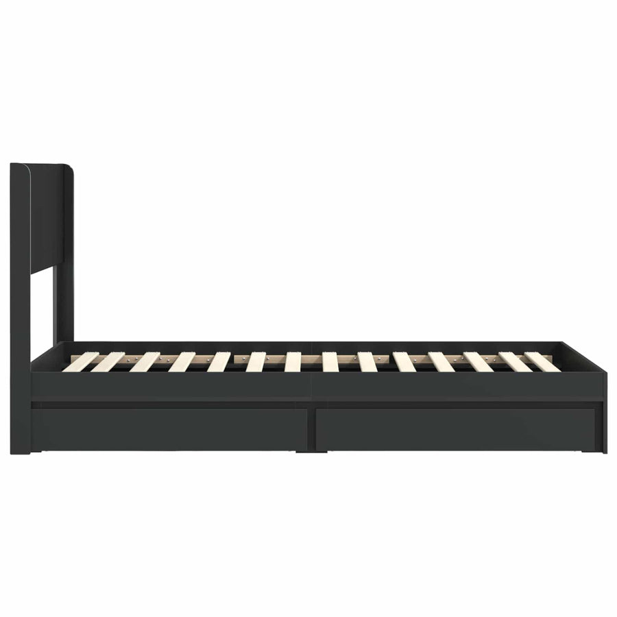 Bedframe met opbergruimte en hoofdbord Zwart 90 x 190 cm