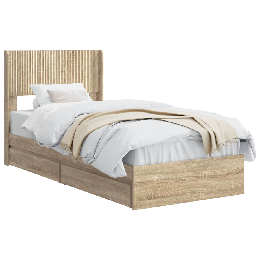 Bedframe met opbergruimte en hoofdbord Sonoma Eiken 90 x 190 cm