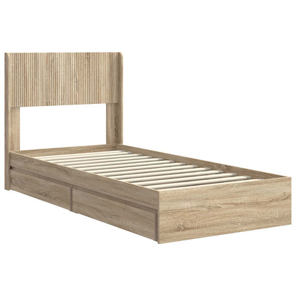 Bedframe met opbergruimte en hoofdbord Sonoma Eiken 90 x 190 cm